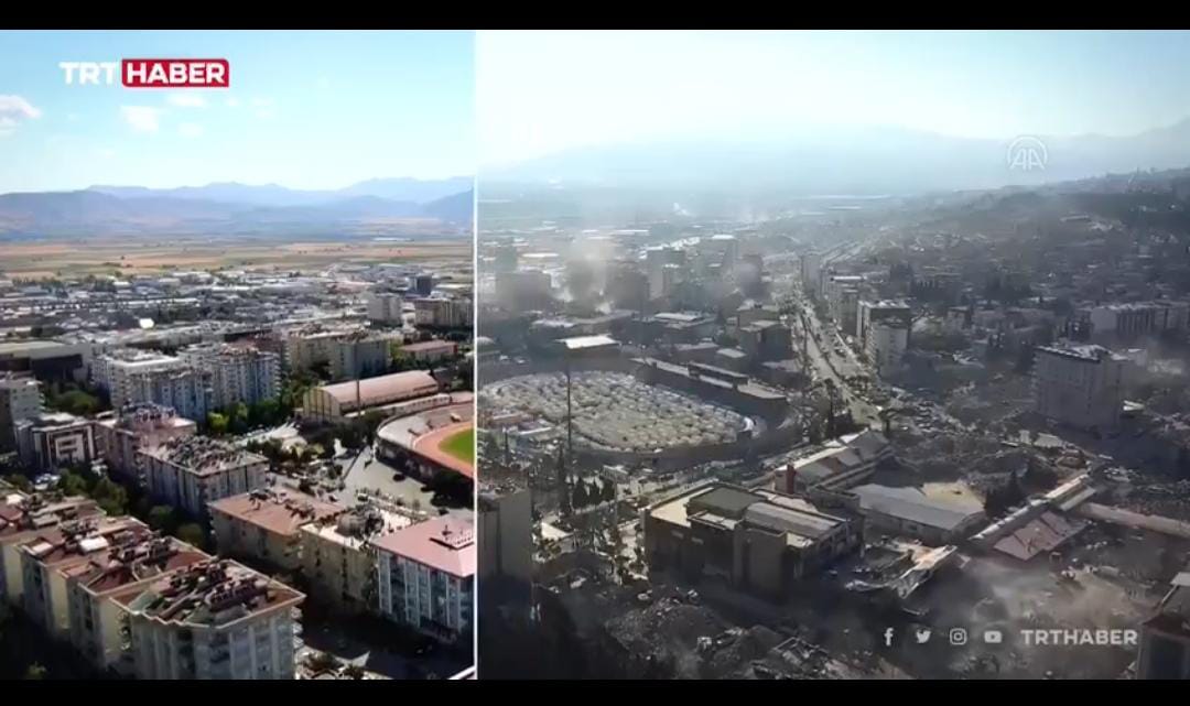 Kahramanmaraş zəlzələdən əvvəl və sonra - VİDEO