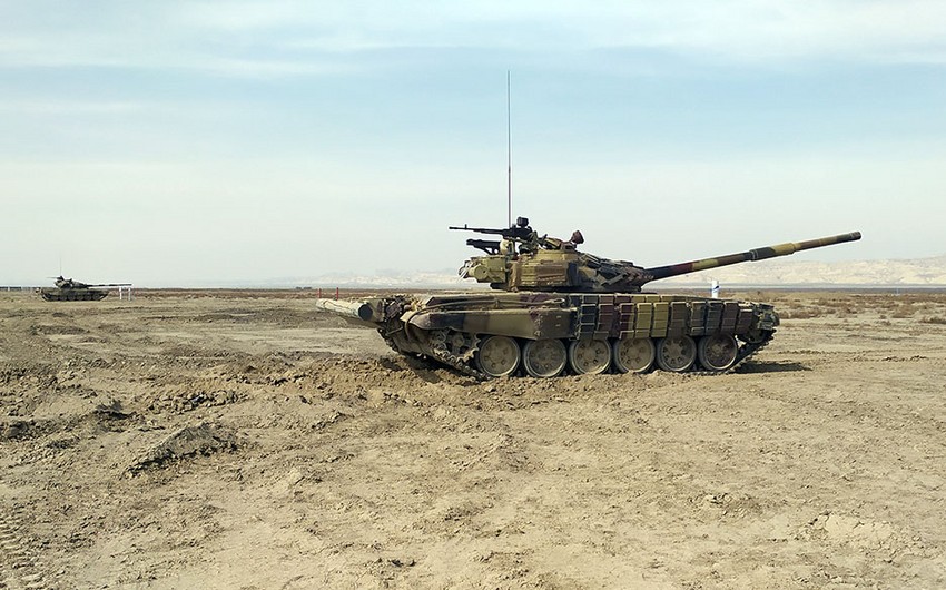 Tank bölmələrinin döyüş hazırlığı yoxlanıldı - FOTO