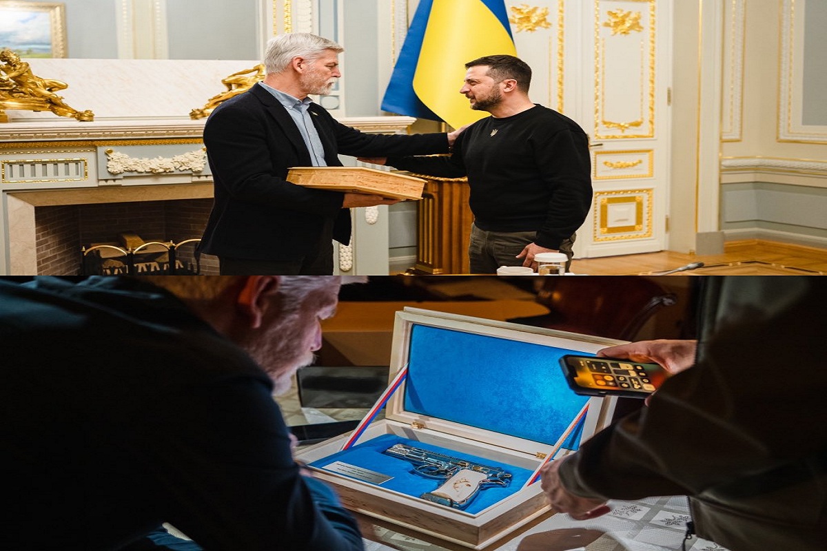 Həmkarı Zelenskiyə tapança hədiyyə etdi