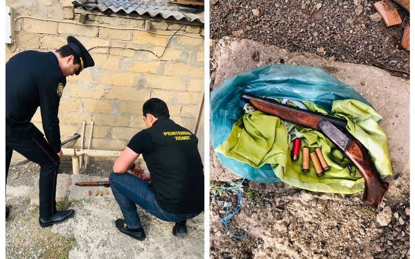 Həbsdə olan şəxsin bağ evində silah-sursat aşkarlandı