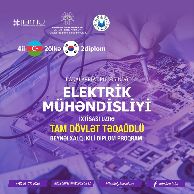Elektrik mühəndisliyi ixtisası üzrə tam dövlət təqaüdlü ikili diplom proqramı