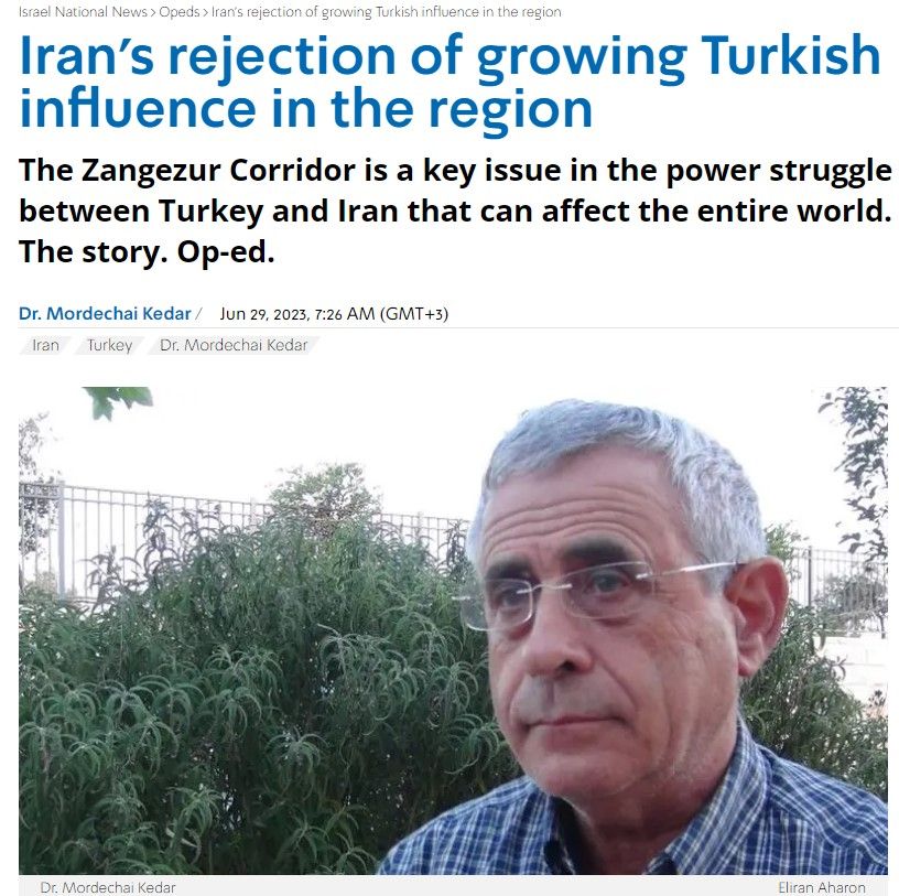 İsrailli professor Zəngəzur dəhlizinin geosiyasi əhəmiyyətindən yazıb