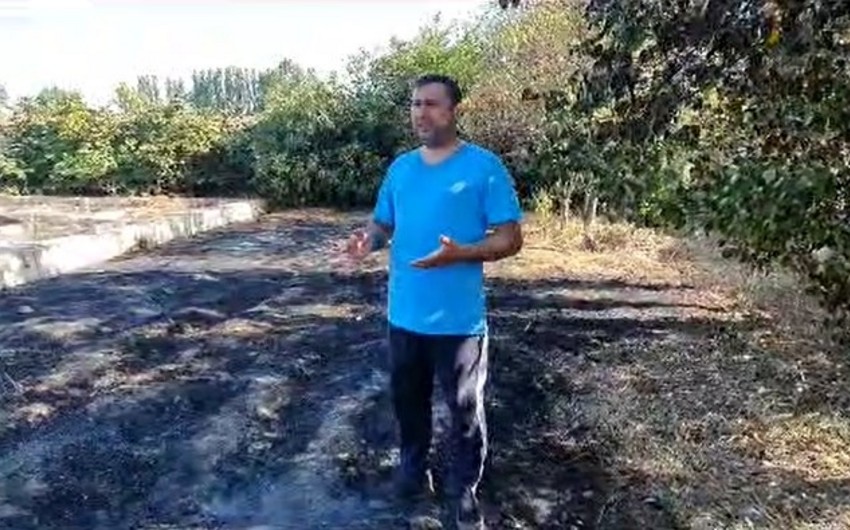 Həyətyanı sahə qəsdən yandırıldı - VİDEO