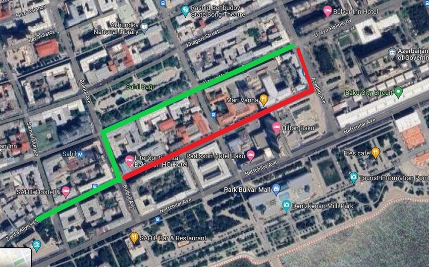 Bakının mərkəzində yol tamamilə bağlanır