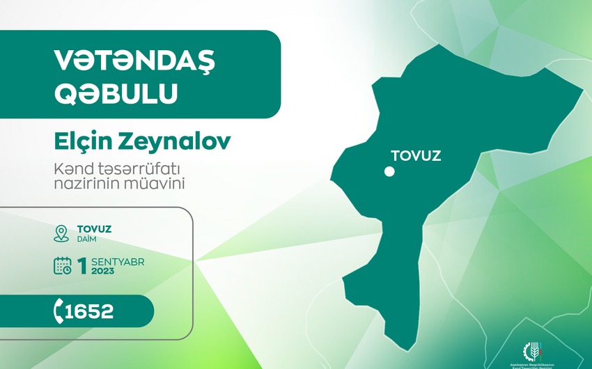 Kənd təsərrüfatı nazirinin müavini Tovuzda vətəndaşlarla görüşəcək