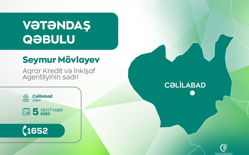 Agentliyinin sədri Cəlilabadda vətəndaşları qəbul edəcək