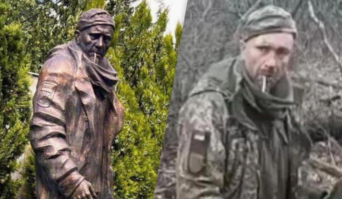 Ukraynada rusların öldürdüyü hərbçiyə Tbilisidə heykəl qoyuldu - FOTO