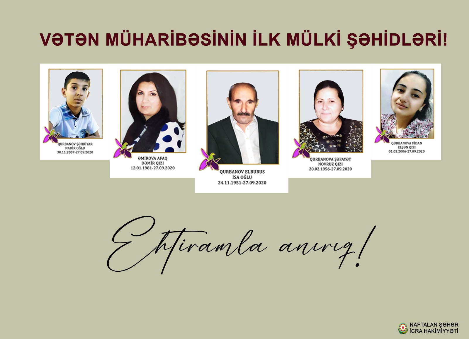Naftalanda mülki şəhidlərin xatirəsi anılıb - FOTOLAR