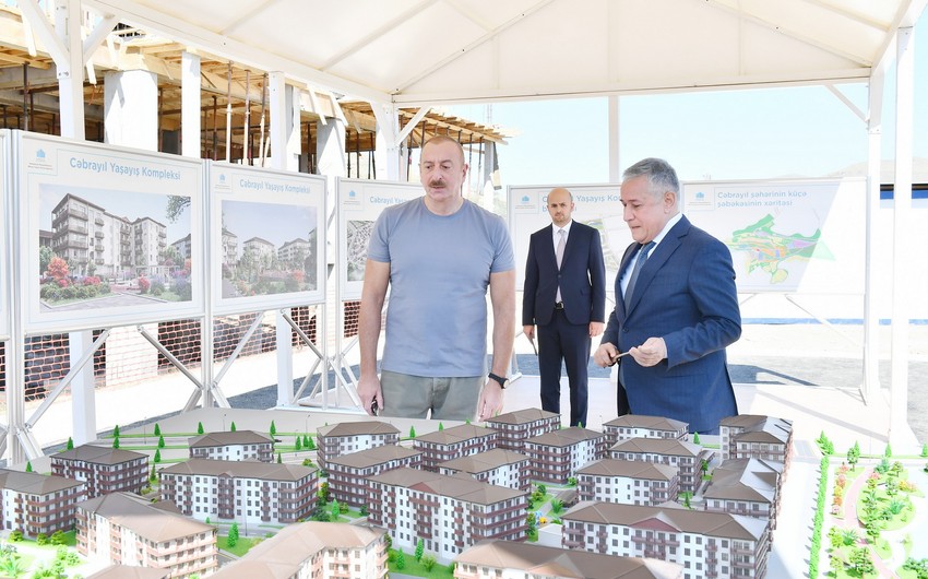 Prezident Cəbrayıl Yaşayış Kompleksində tikinti işləri ilə tanış oldu - FOTOLAR