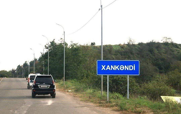 Xankəndidə azərbaycanca yol nişanı - FOTO