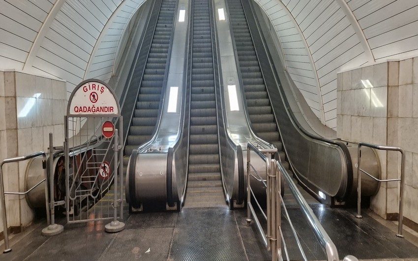 Metronun bu stansiyasında eskalator təmirə BAĞLANIR