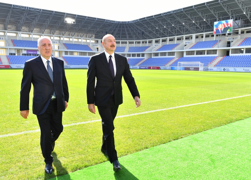 Prezident Sumqayıt şəhər stadionunda - FOTO