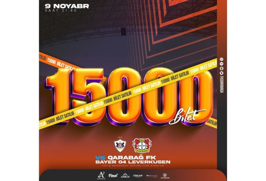 “Qarabağ”- “Bayer” oyununa 15 min bilet satılıb