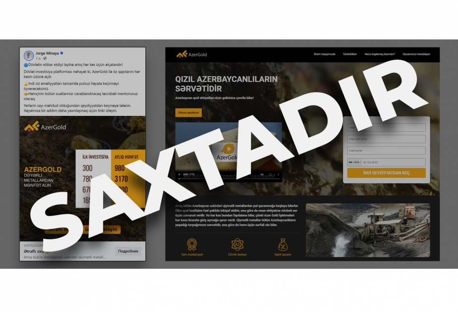 “AzerGold” vətəndaşları saxta reklam kampaniyalarına aldanmamağa çağırır