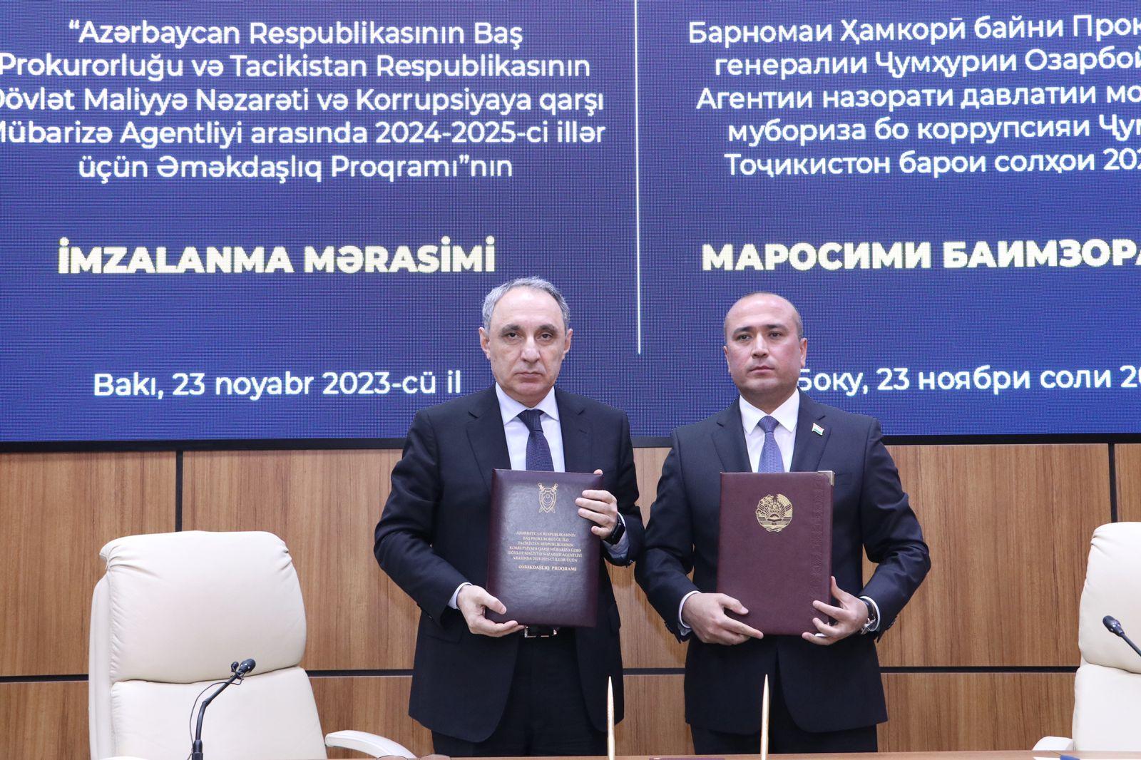 Azərbaycanla Tacikistan prokurorluqları arasında sənəd imzalandı - FOTO
