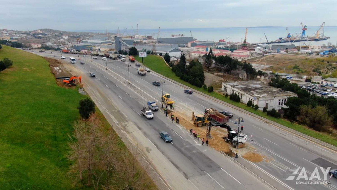 8 Noyabr prospektində təmir işləri aparılır - FOTO