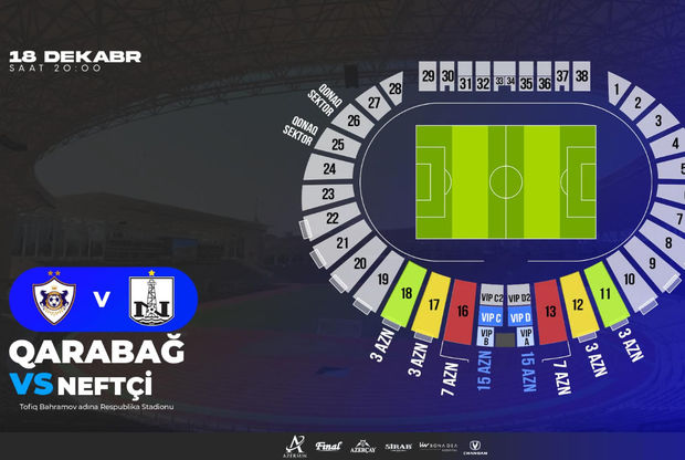 “Qarabağ” - “Neftçi” oyununun biletləri satışa çıxarılır