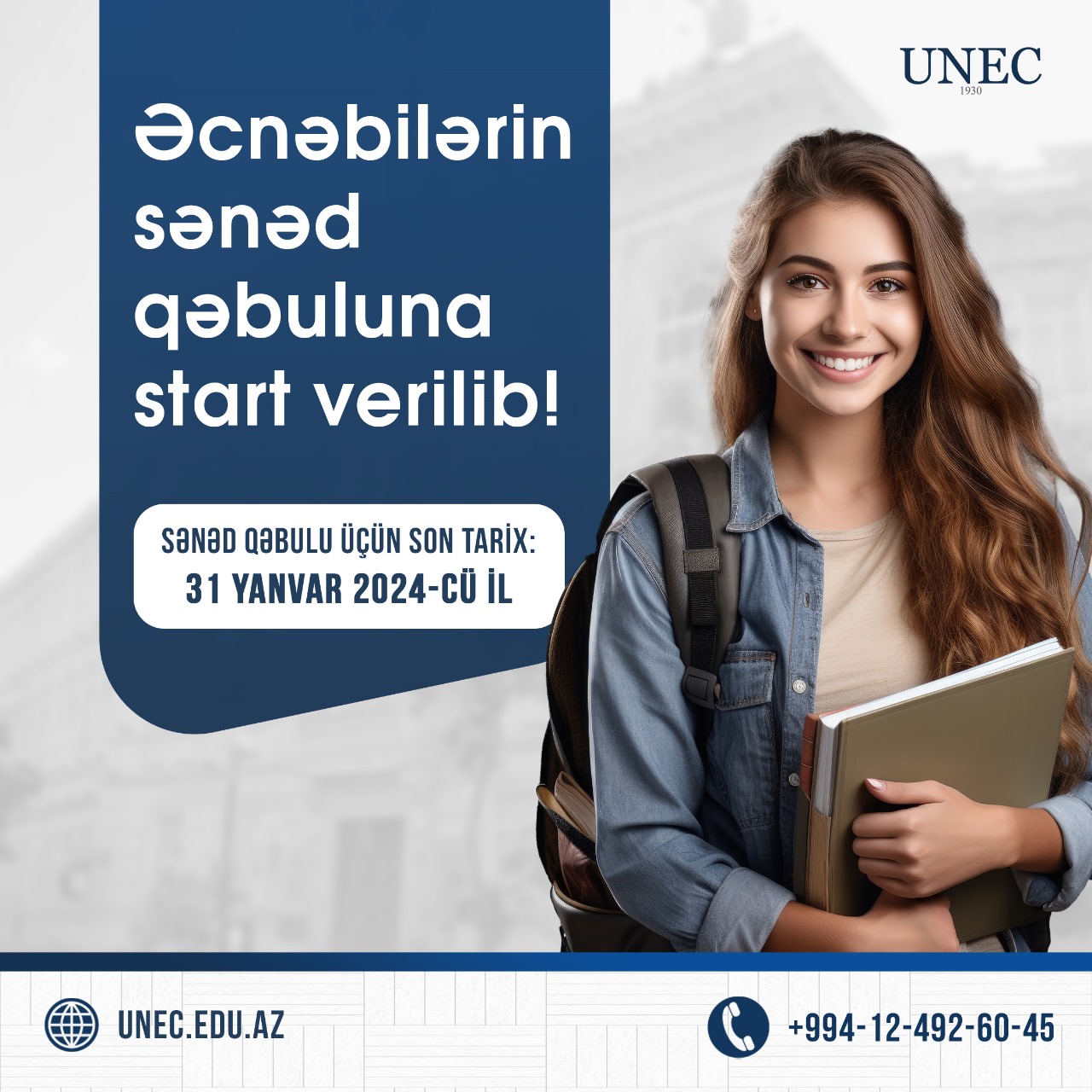 UNEC-də təhsil almaq istəyən əcnəbilər üçün sənəd qəbuluna start verildi