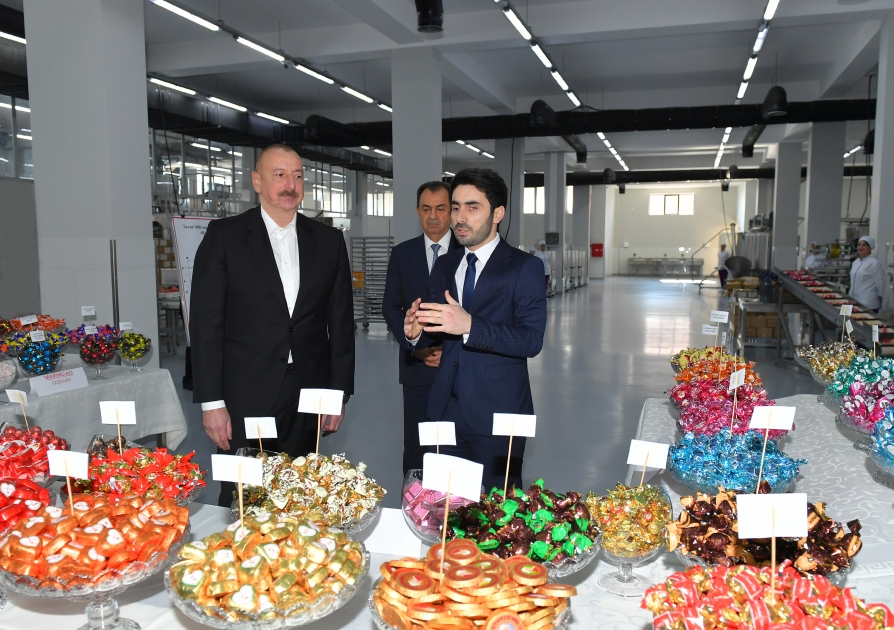 Prezident qənnadı məhsullarının istehsalı müəssisəsinin açılışında - FOTOLAR