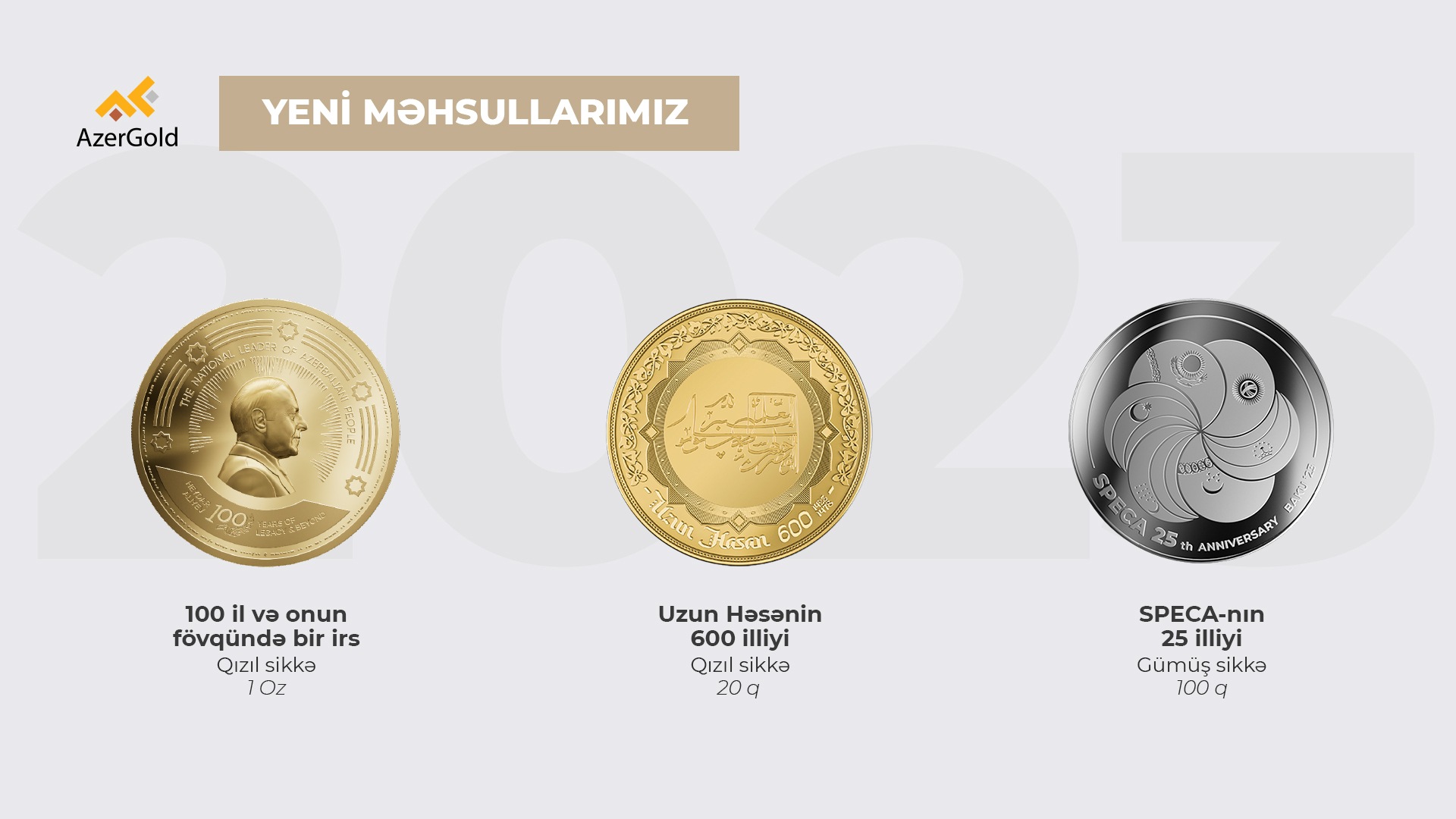 “AzerGold” 3 dizaynda qızıl və gümüş sikkələr istehsal edib