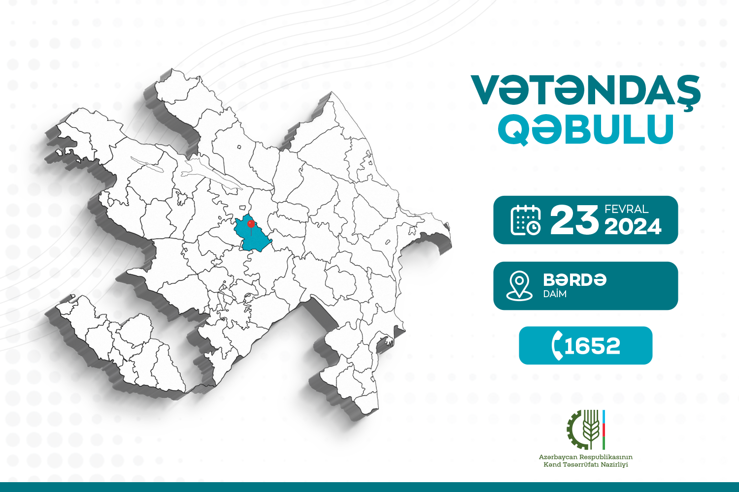 Məcnun Məmmədov Bərdədə vətəndaşları qəbul edəcək