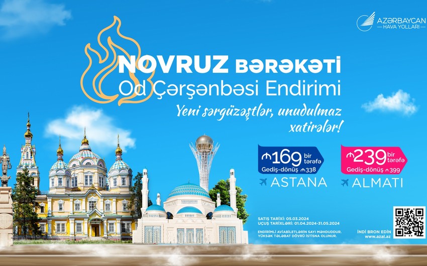AZAL Almatı və Astanaya aviabiletlərə endirim təklif edir