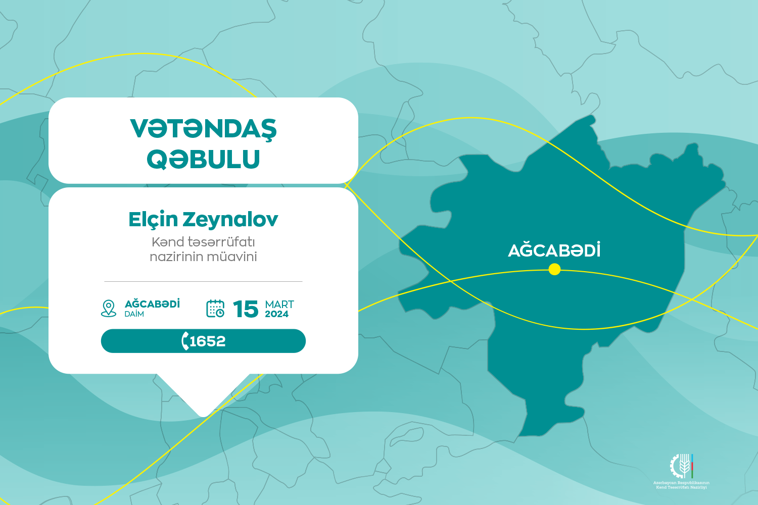 Kənd təsərrüfatı nazirinin müavin Ağcabədidə vətəndaşları qəbul edəcək