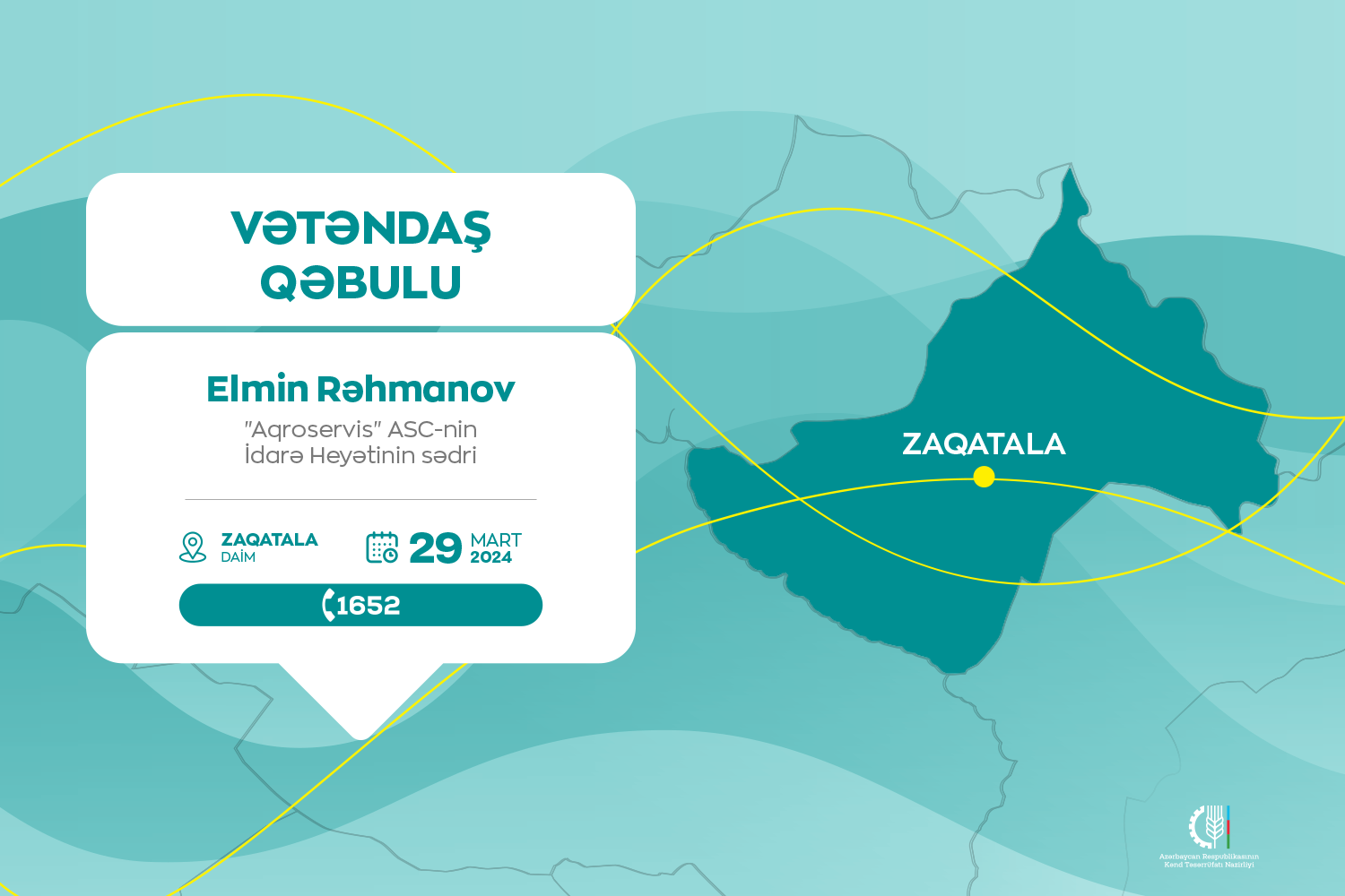 “Aqroservis” ASC-nin sədri Zaqatalada vətəndaşları qəbul edəcək