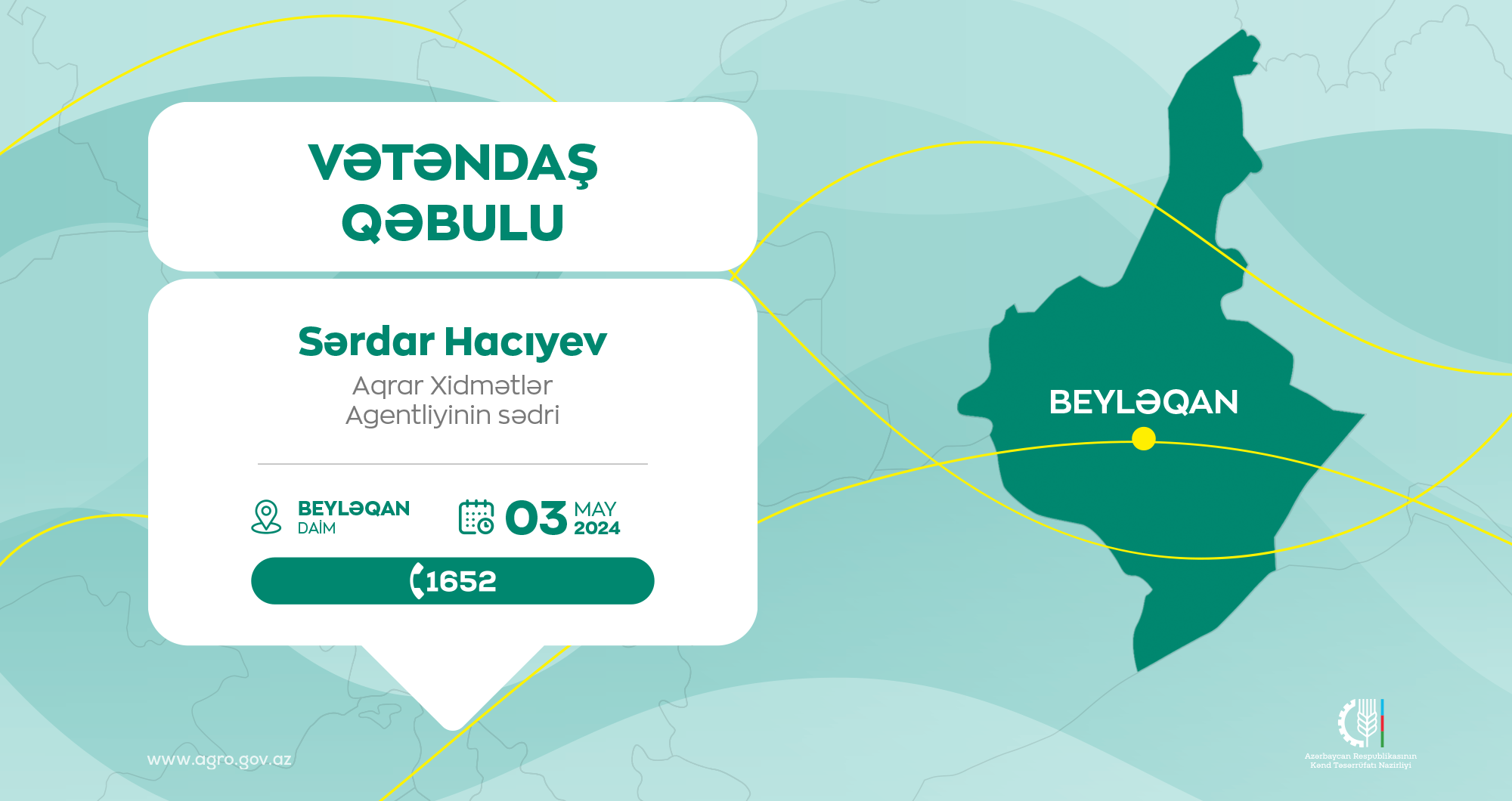 Sərdar Hacıyev Beyləqanda vətəndaşları qəbul edəcək