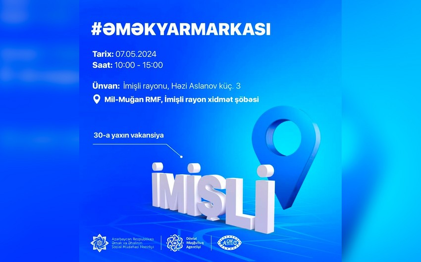 İmişlidə əmək yarmarkası KEÇİRİLƏCƏK