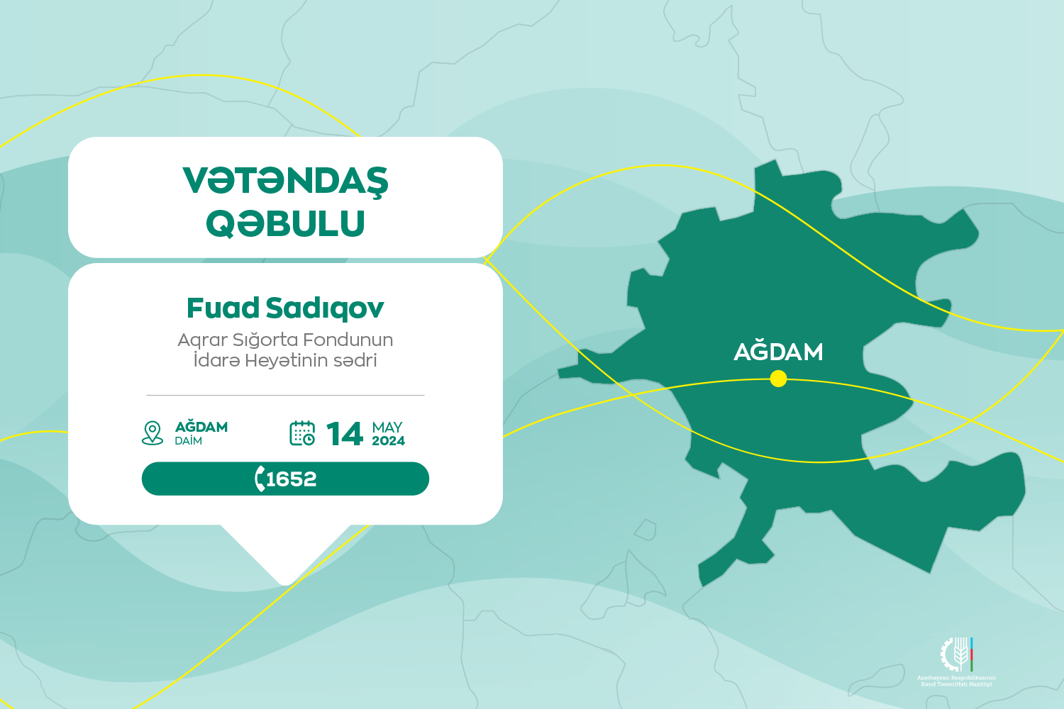 Fuad Sadıqov Ağdamda vətəndaşları qəbul edəcək