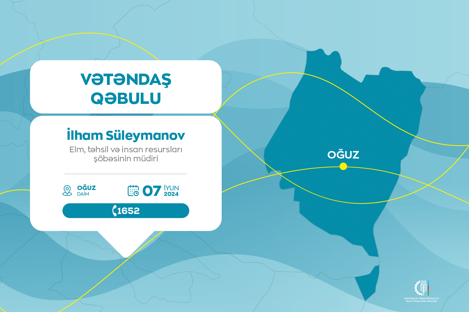 İlham Süleymanov Oğuzda vətəndaşları qəbul edəcək