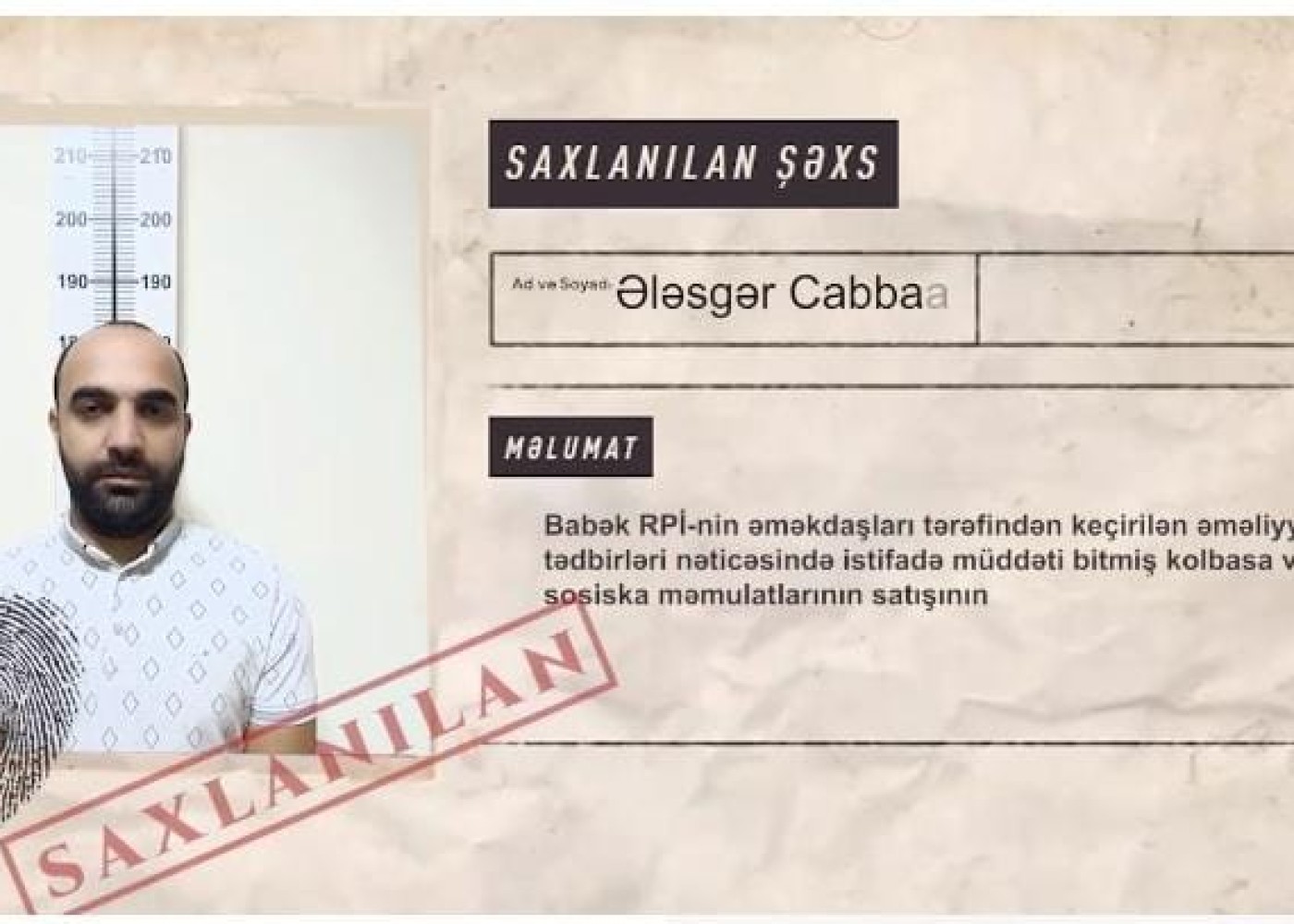 Yararsız kolbasa və sosiska satan şəxs saxlanıldı - VİDEO