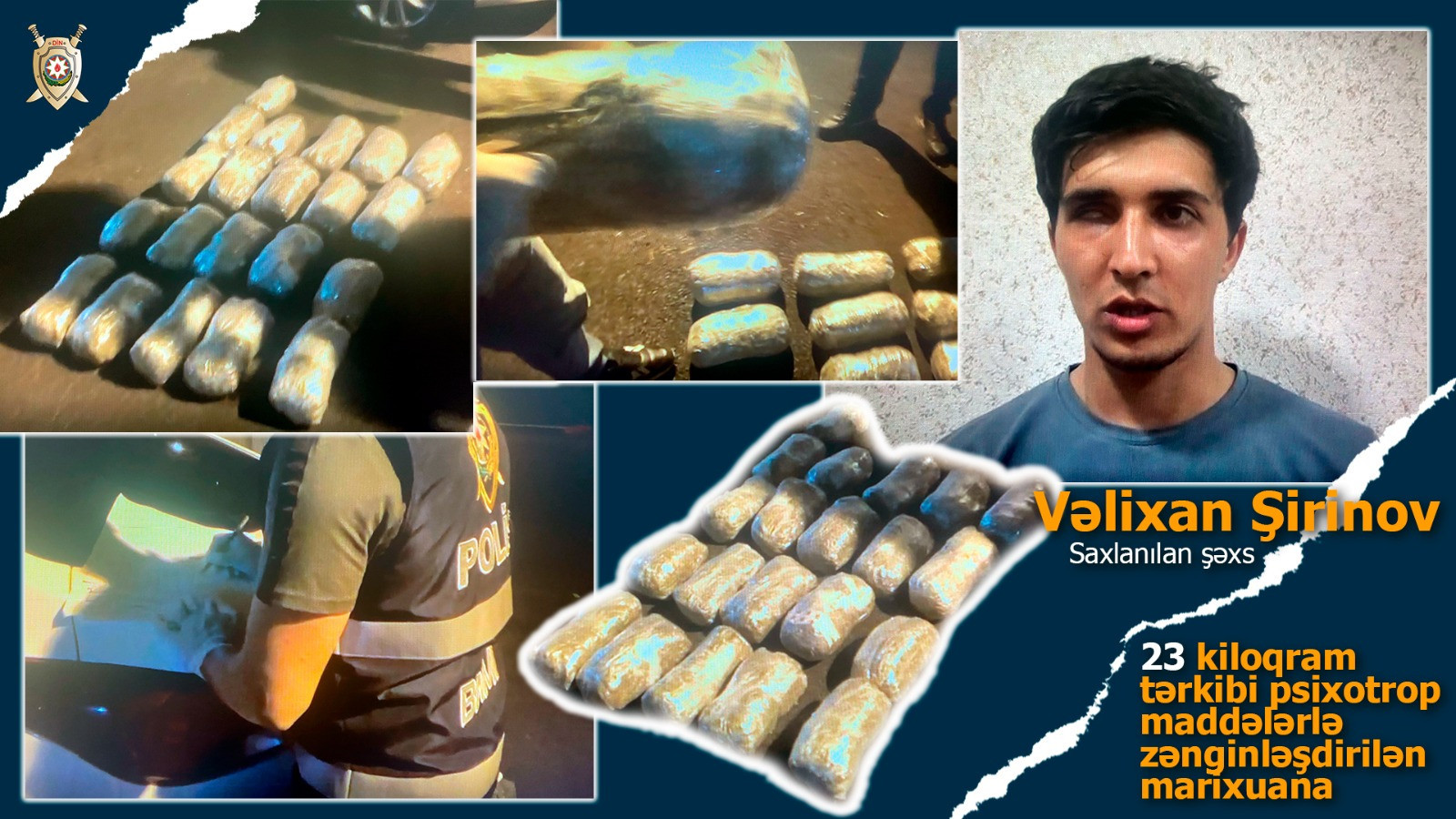 Ölkəyə qaçaqmalçılıqla 23 kq marixuana gətirən narkokuryer saxlanıldı