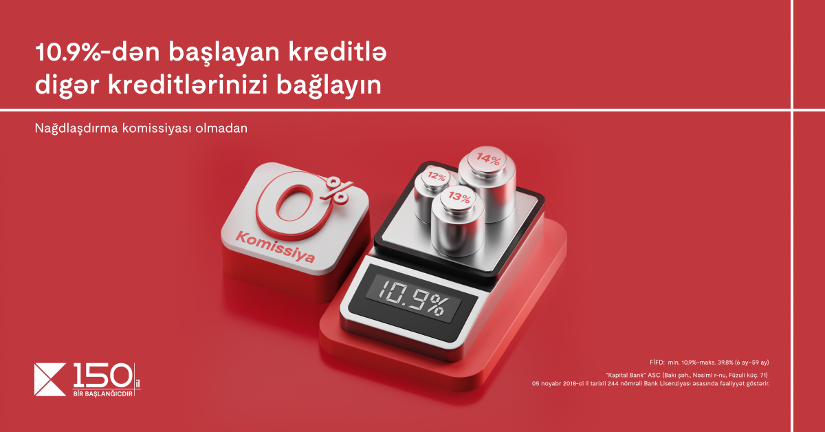 Kapital Bank-la digər banklardakı kreditlərinizi sərfəli şərtlərlə ödəyin