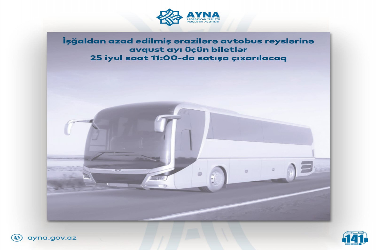 Qarabağa avtobus reyslərinə avqust ayı üçün biletlər satışa çıxarılır