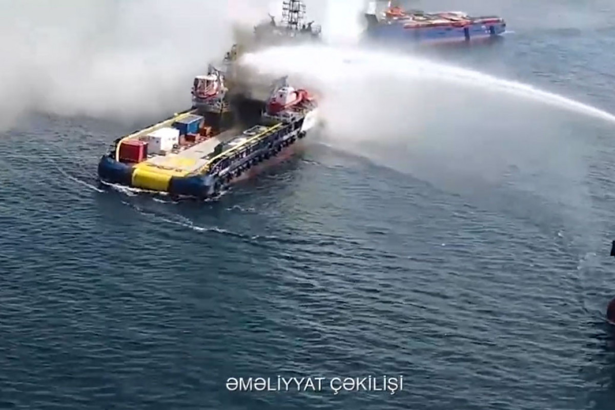 Xəzərdəki yanğın hələ də davam edir - VİDEO