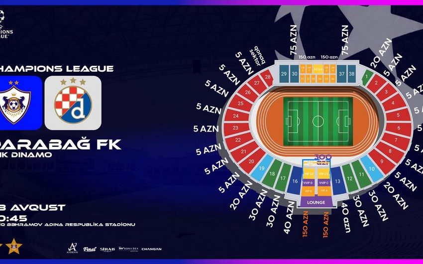  "Qarabağ" - "Dinamo" matçının biletləri satışa çıxarılır - Sabahdan...