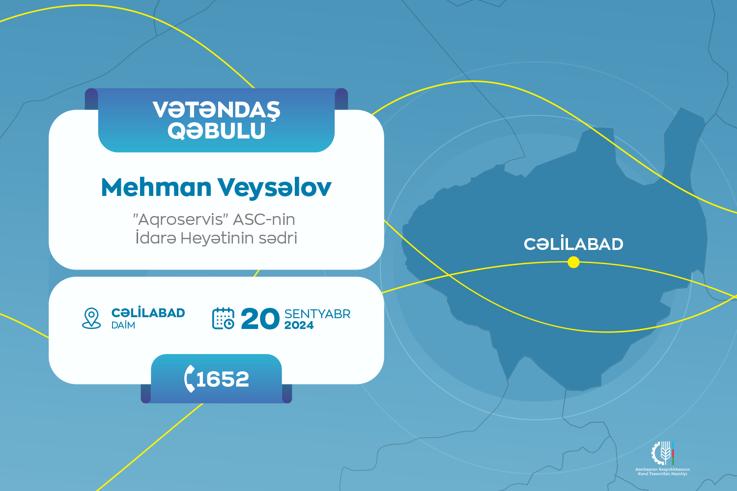 &ldquo;Aqroservis&rdquo;in sədri Cəlilabadda vətəndaşları qəbul edəcək