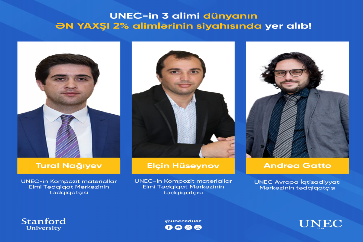 UNEC-in 3 alimi dünyanın ən yaxşı alimləri siyahısında 