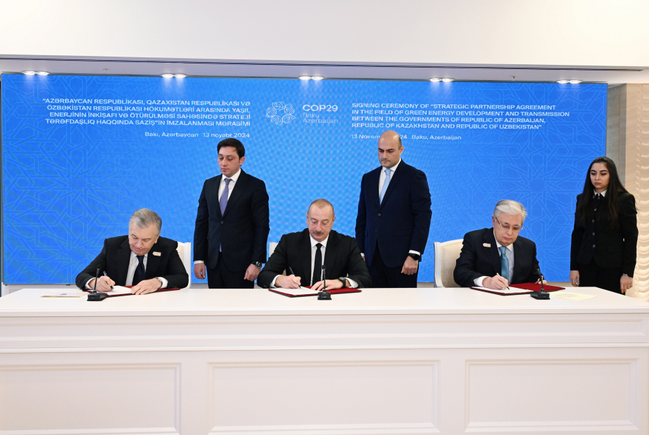 Azərbaycan, Qazaxıstan və Özbəkistan liderləri saziş İMZALADILAR