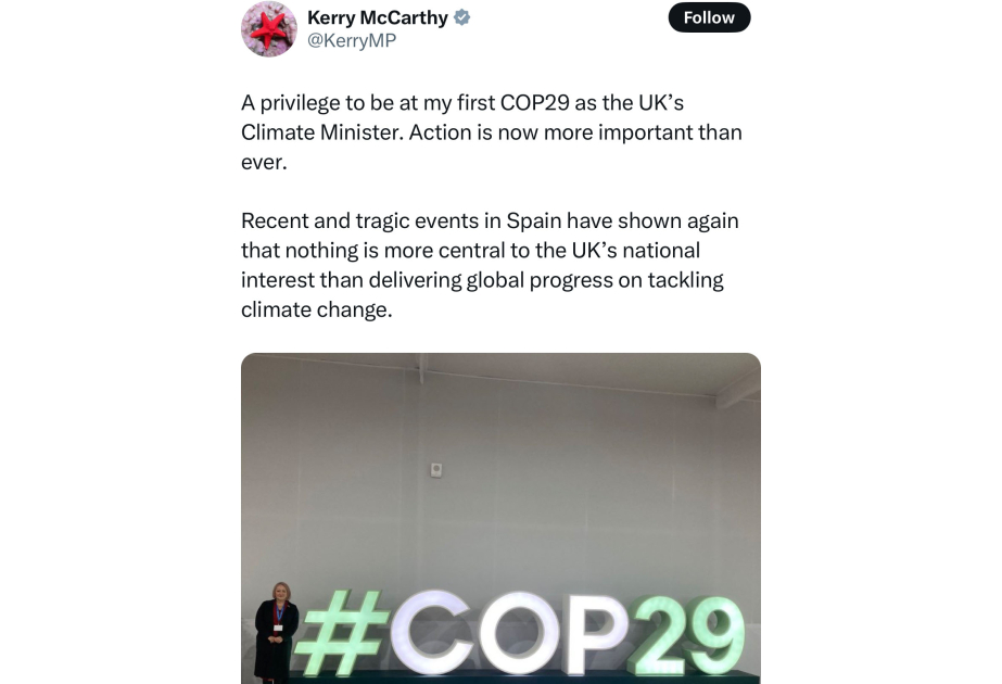 COP29-da iştirak etmək böyük bir imtiyazdır