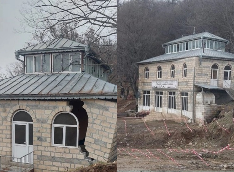 İsmayıllıda torpaq sürüşməsi evi ikiyə böldü - FOTOLAR