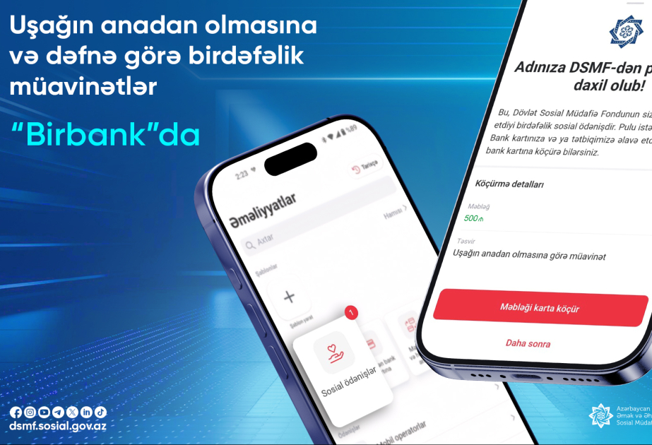 Birdəfəlik müavinətlər üçün banka yaxınlaşmağa ehtiyac olmayacaq