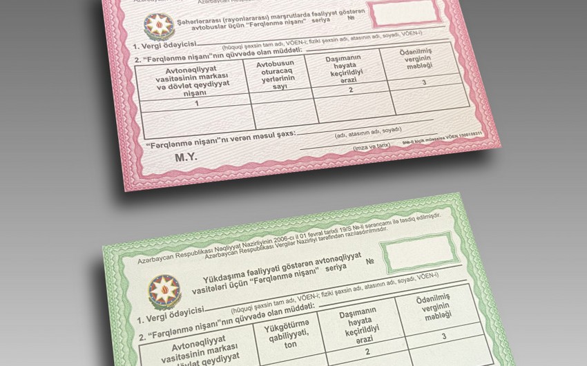 Sərnişindaşıma üçün “Fərqlənmə nişanı”nın forması təsdiqləndi