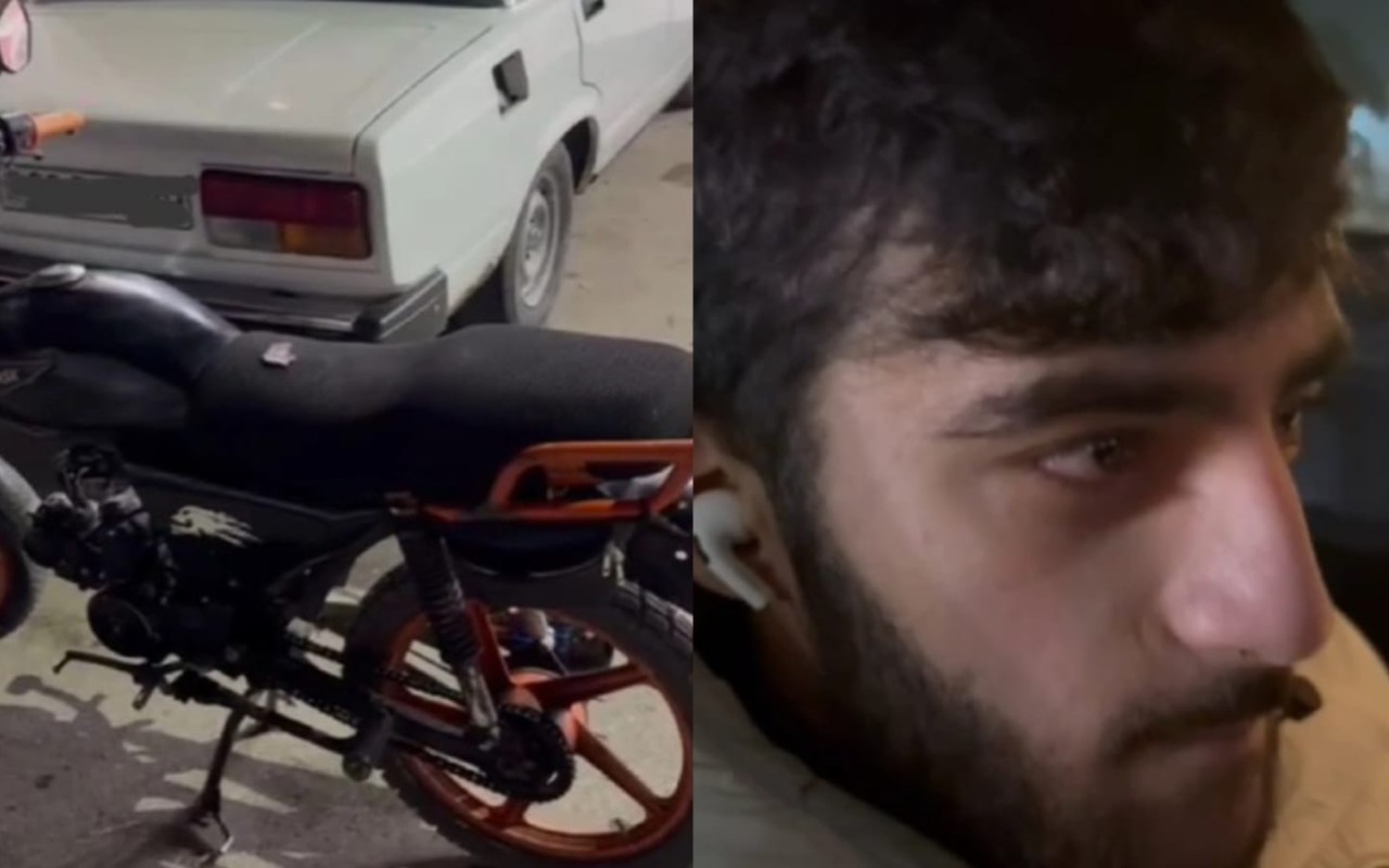 Sərxoş vəziyyətdə moped sürən şəxs saxlanıldı - VİDEO