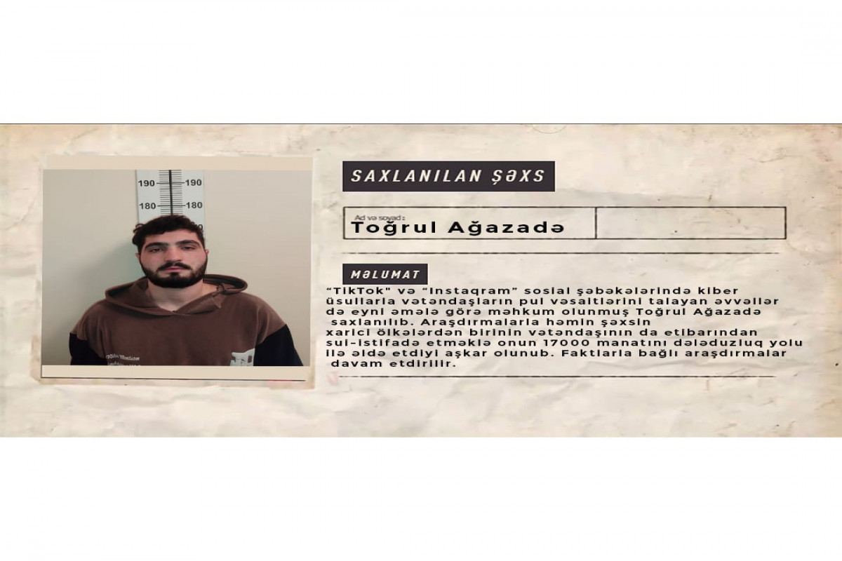 Sosial şəbəkələrdə əcnəbinin 17 min manatını ələ keçirdi