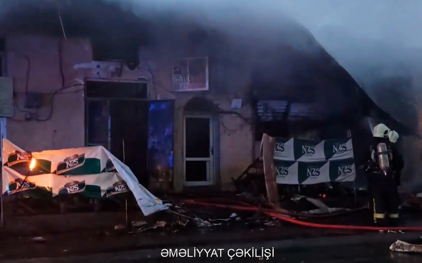 Sabunçu bazarında yanğın - VİDEO