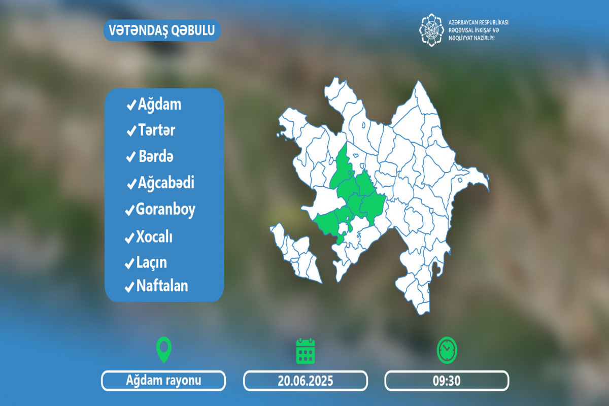 Rəşad Nəbiyev Ağdamda vətəndaşları qəbul edəcək
