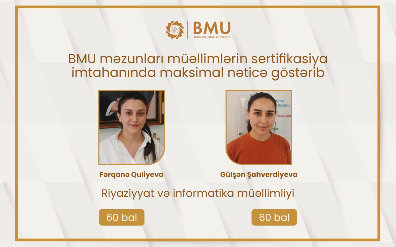 BMU məzunları sertifikasiya imtahanında maksimal nəticə göstərdi